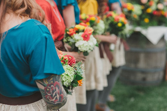 vibrant flower arrangements for bridesmaids